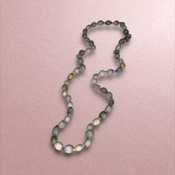 Vintage Gray & Gold Beaded Necklace With Unique Handcrafted Design - 12 Inches - Picture 1 of 4